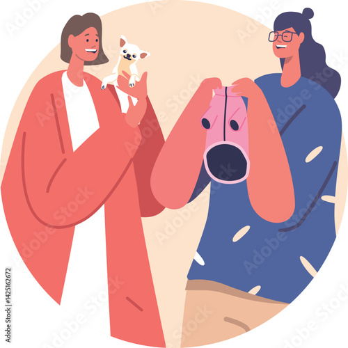 Woman buying outwear for puppy