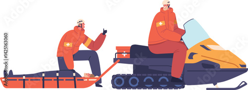 Rescue team driving victim vector illustration