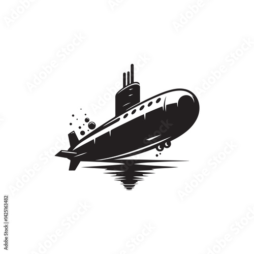 submarine vector silhouette clip art illustration