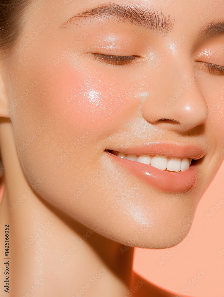 Obraz premium close up portrait of young woman with perfect healthy skin