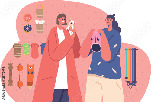 Woman buying clothes for dog