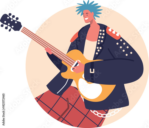 Punk rock star guitarist vector illustration
