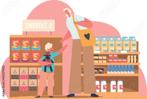 Mom, kid screaming during shopping