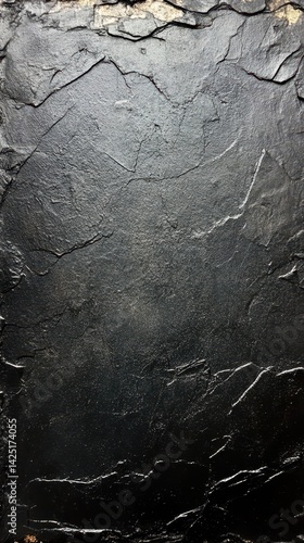 Dark, textured slate background with subtle veining and a rough, natural surface. Dramatic and moody lighting enhances the stone's depth