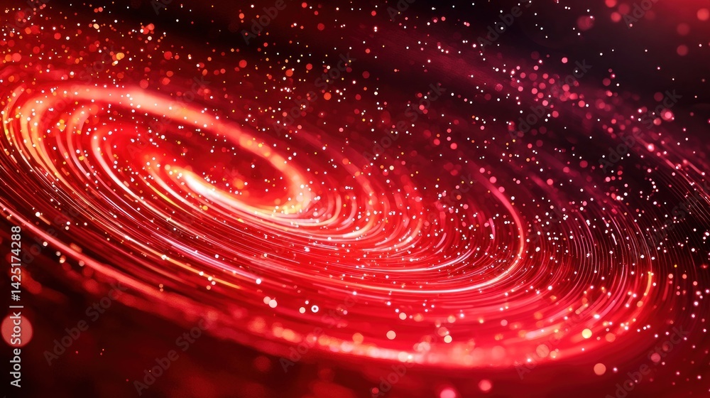 Obraz premium Crimson Cosmic Swirl: A Red Galaxy's Enchanting Dance