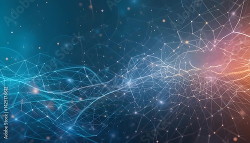 Abstract Network Connection Visual with Glowing Lines and Geometric Shapes