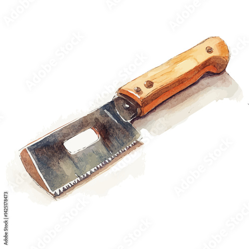 Dovetail saw, watercolor illustration, isolated on a white background.

