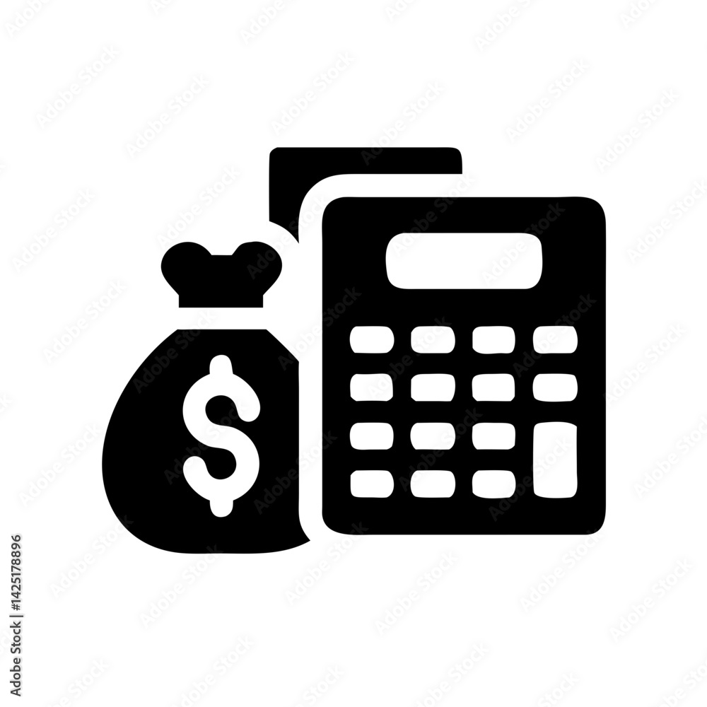 Finance Calculator with Money Icon for Budget Planning Business icons Vector Illustration Finance Calculator with Money Icon for Budget Planning Business icons Vector Illustration
