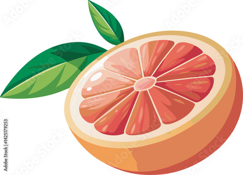 A vibrant and detailed vector illustration of a beautiful grapefruit, showcasing rich colors, juicy texture, and artistic citrus fruit elegance.