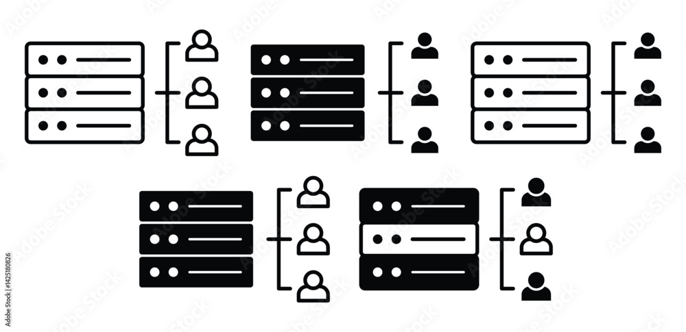 Multi User Server Icon Black and White Database Network Illustration Vector Design Multi User Server Icon Black and White Database Network Illustration Vector Design