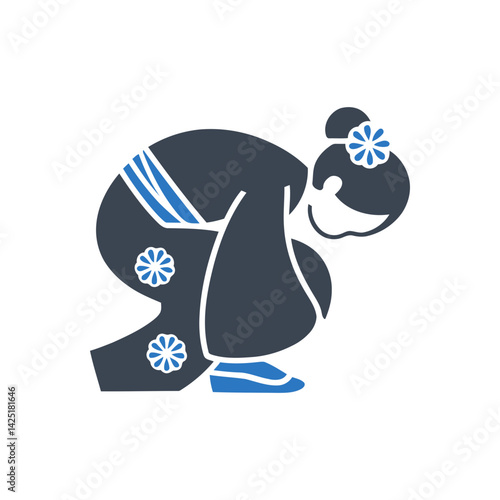 Geisha Bowing Posture Icon