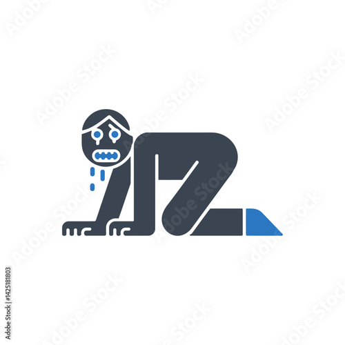 Person crawling in fear icon
