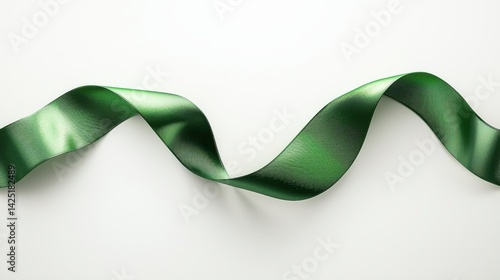 Obraz na płótnie Mental Health Awareness Month A wavy green ribbon on a light background, perfect for crafts and decorations. w salonie