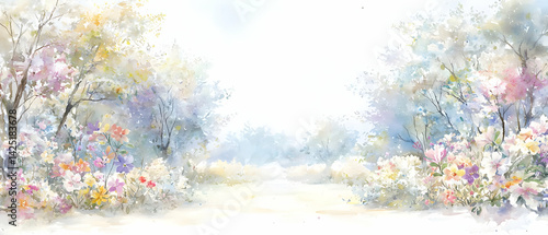 Watercolor Springtime Landscape