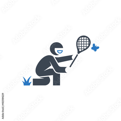 Butterfly Net Catching Icon