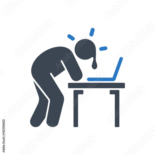 Leaning Over Computer Icon