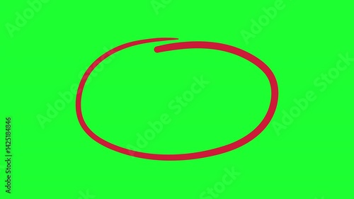 Hand drawn circle, Round Circle Highlight, Circle marker on green background