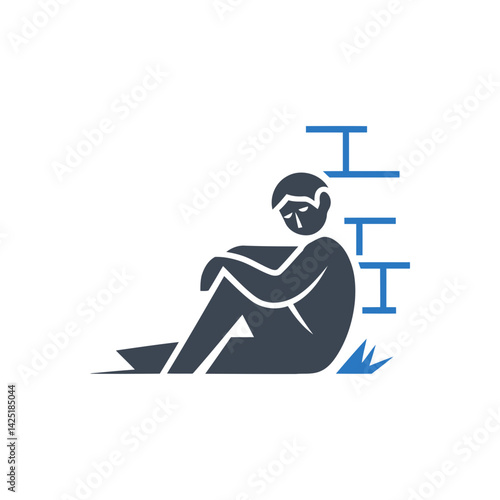 Despair Against Wall Icon