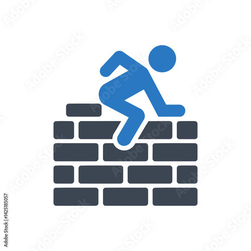 Climbing Over Wall Icon