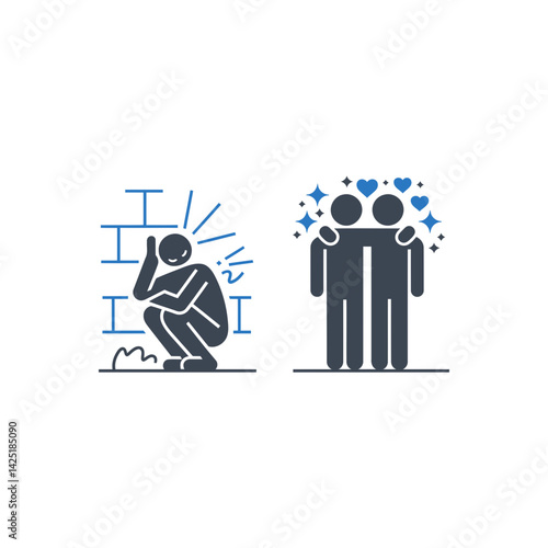 Isolation Versus Connection Icon
