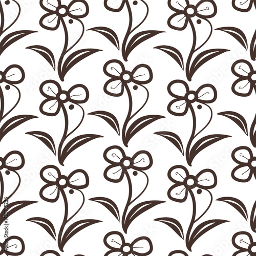 Seamless floral pattern vector design with vintage leaf and swirl elements