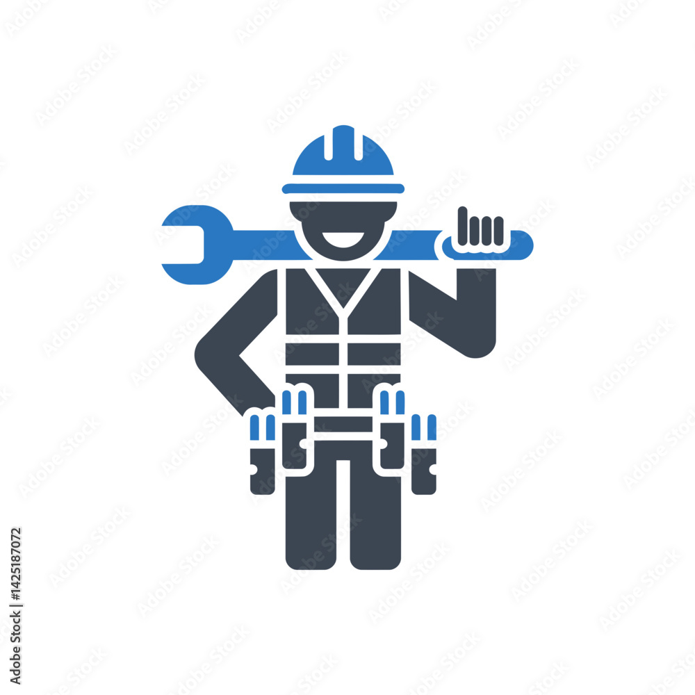 Happy Construction Worker Icon Happy Construction Worker Icon