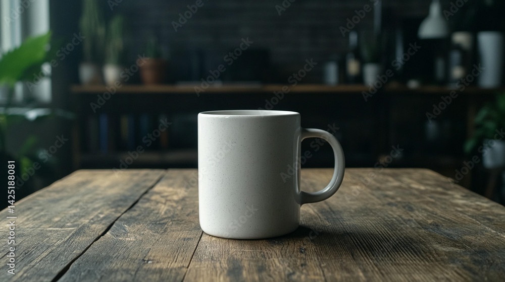Speckled Mug on Rustic Wood Table
