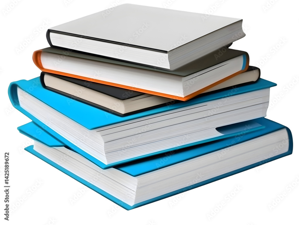 Stacked Books Illustration Isolated on Transparent Background Stacked Books Illustration Isolated on Transparent Background