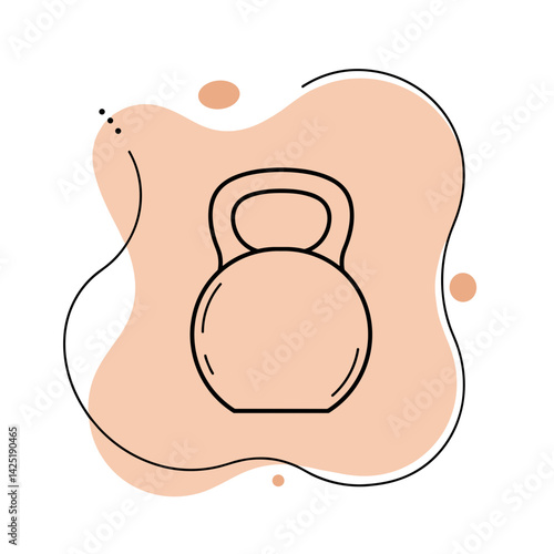 Kettlebell illustration on abstract peach background  