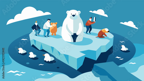 A float shaped like a giant melting iceberg features sadlooking polar bears and penguins accompanied by performers dressed as activists urging the.