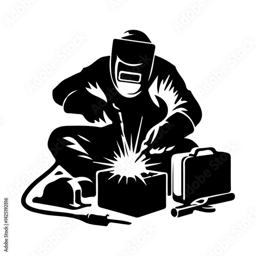 illustration of a welder in action
