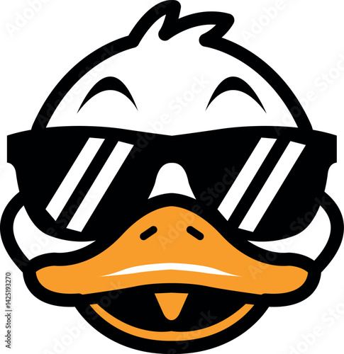 cool duck face vector cartoon animal mascot bird character with sunglasses funny drawing