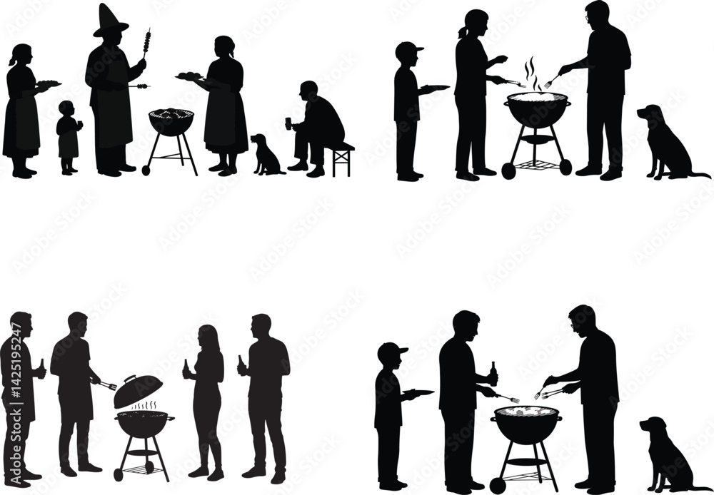 BBQ picnic party coocer man vector silhouette image BBQ picnic party coocer man vector silhouette image