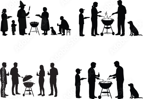 BBQ picnic party coocer man vector silhouette image 