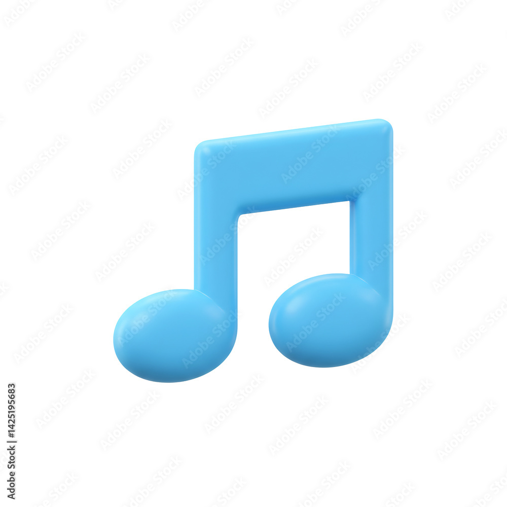 透明な背景に青い3D音符のイラスト 音楽の要素のシンプルなデザイン 透明な背景に青い3D音符のイラスト 音楽の要素のシンプルなデザイン