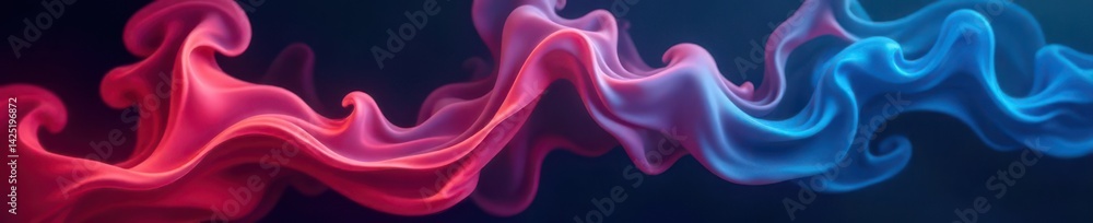 Obraz premium Crimson and azure smoke swirls, dark backdrop, texture, gradient