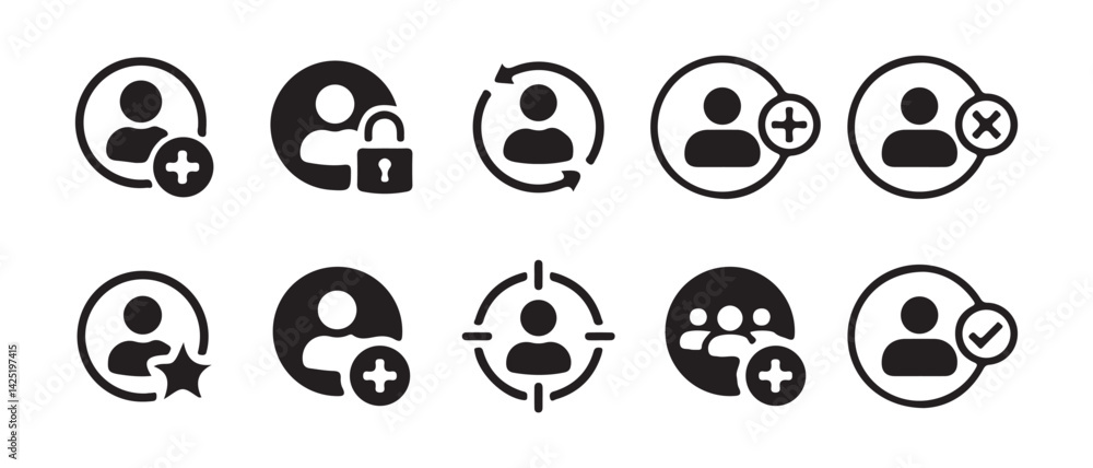 Black Profile and people silhouette collection. User icon vector set. Vector Illustration Black Profile and people silhouette collection. User icon vector set. Vector Illustration