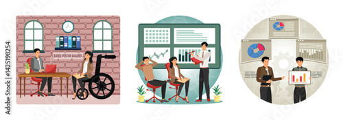 Business Operations management concept. Marketing management. IT manager.