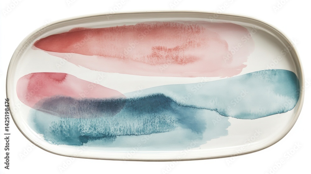 Fototapeta premium Oval serving platter with abstract watercolor design