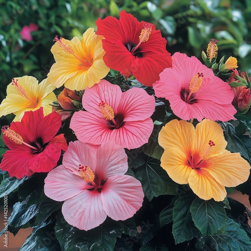 Wallpaper Mural Vibrant hibiscus flowers in various colors Torontodigital.ca