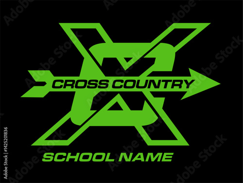 cross country team design with arrow for school, college or league sports