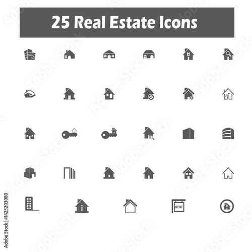 Real Estate line icons set. Real Estate outline icons collection. Purchase and sale of housing, rental of premises, insurance, realty, property, mortgage, home loan - stock vector.