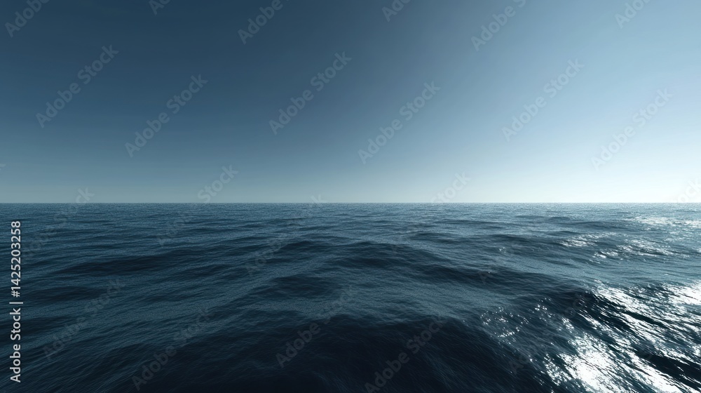 Vast, dark ocean horizon, tranquil sea surface. Vast, dark ocean horizon, tranquil sea surface.