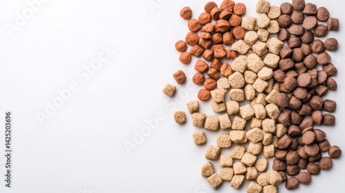 Vibrant Pet Food Kibbles in Various Shapes and Sizes