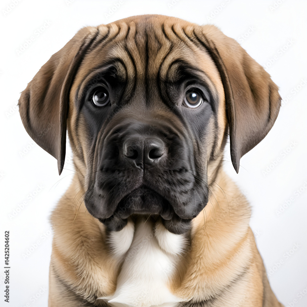 Fototapeta premium English mastiff pup on white background