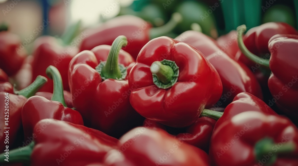 Fresh red bell peppers close-up Fresh red bell peppers close-up