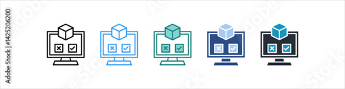 Quality Control Icon In Different Style Vector