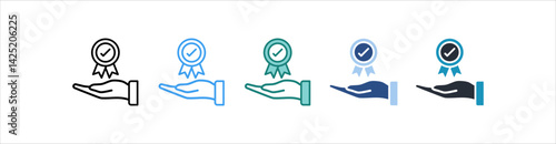 Achievement Icon In Different Style Vector