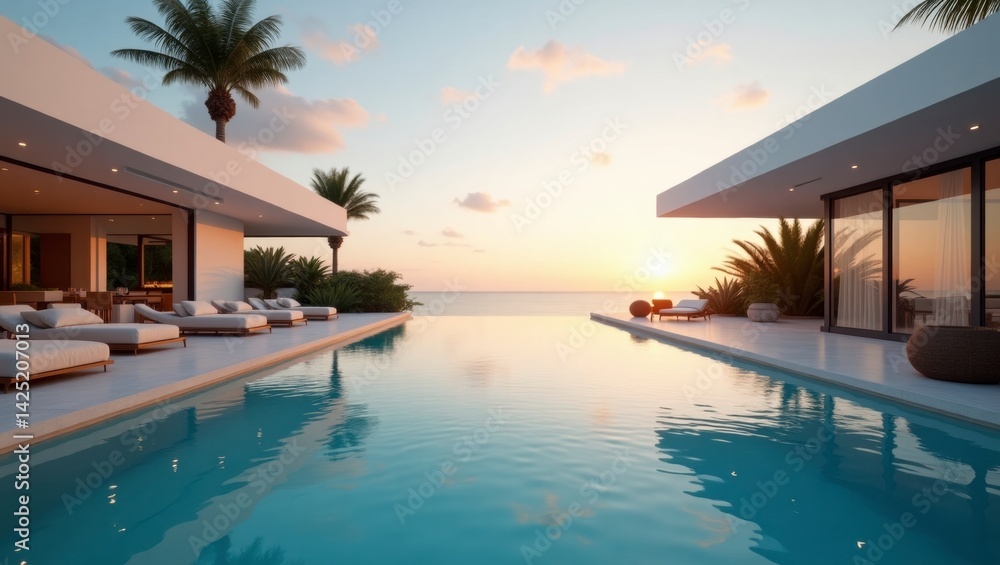 Fototapeta premium Stunning and artistic pool environment with luxurious elements captured in high fidelity cinematic style