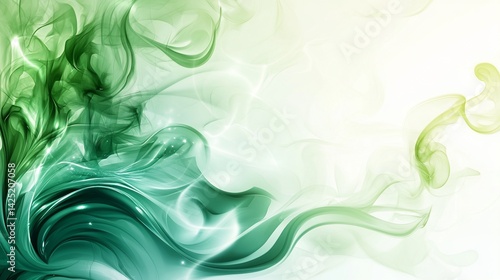Abstract swirls of emerald and lime green smoke